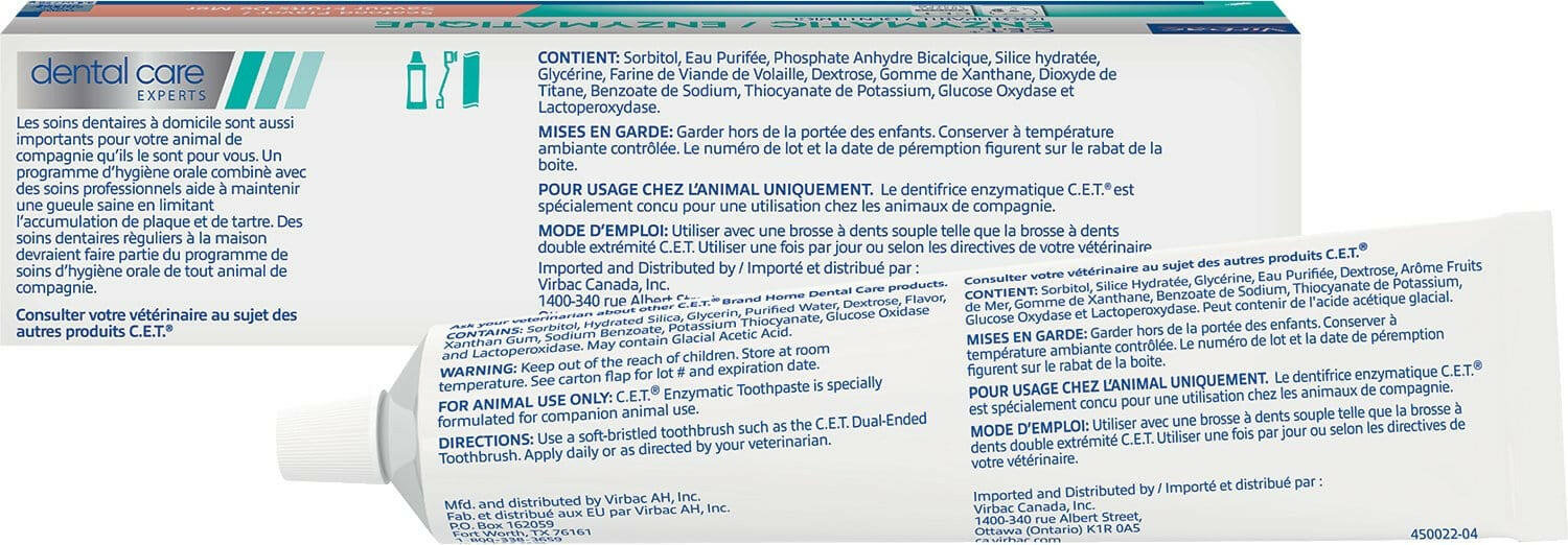Virbac C.E.T. Enzymatic Toothpaste for Dogs & Cats, 2.5 oz - Seafood Flavor